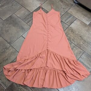 Laura Strap Canyon Rose Boho Ruffle High Low Maxi Dress Size M